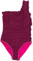 Thumbnail for your product : Oséree Kids One-Shoulder Ruffled Swimsuit