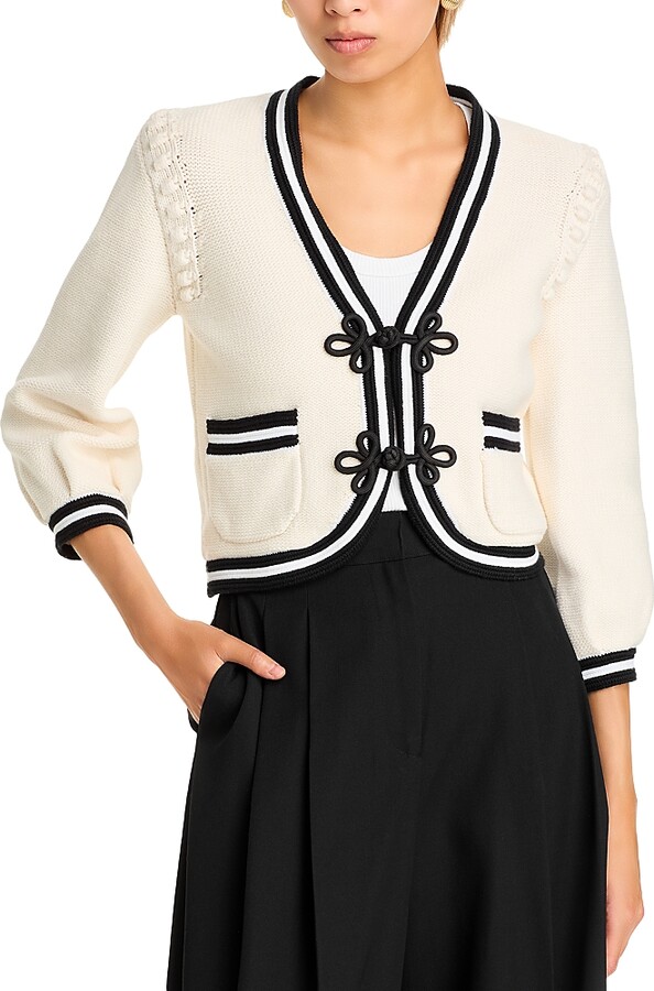 L'Agence Kaito Contrast Trim Crop Cardigan