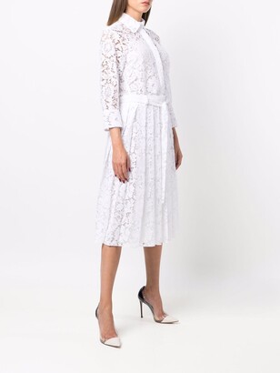 Valentino Garavani Floral-Lace Pleated Shirt-Dress