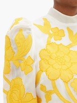 Thumbnail for your product : Erdem Josefina Floral-applique Silk-organza Gown - Yellow White