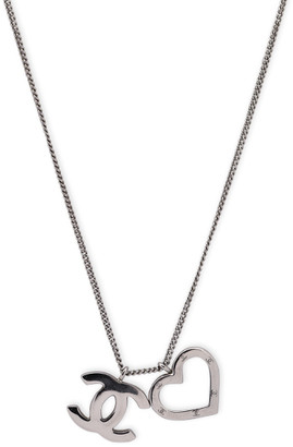 Chanel CC Open Heart Pendant Necklace (Silver Tone) - ShopStyle