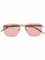 Thumbnail for your product : Gucci Eyewear Logo-Engraved Pilot-Frame Sunglasses