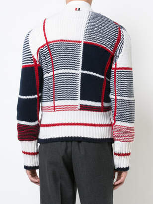 Thom Browne Classic V-neck Cardigan With Large Plaid Intarsia In Cashmere