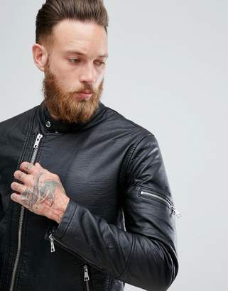 ASOS Design Faux Leather Racing Biker Jacket