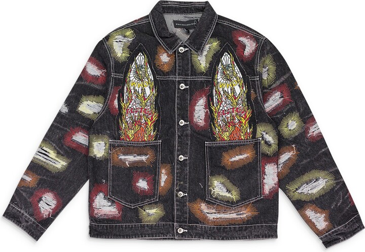 Who Decides War Multicolor Embroidered Trucker Jacket