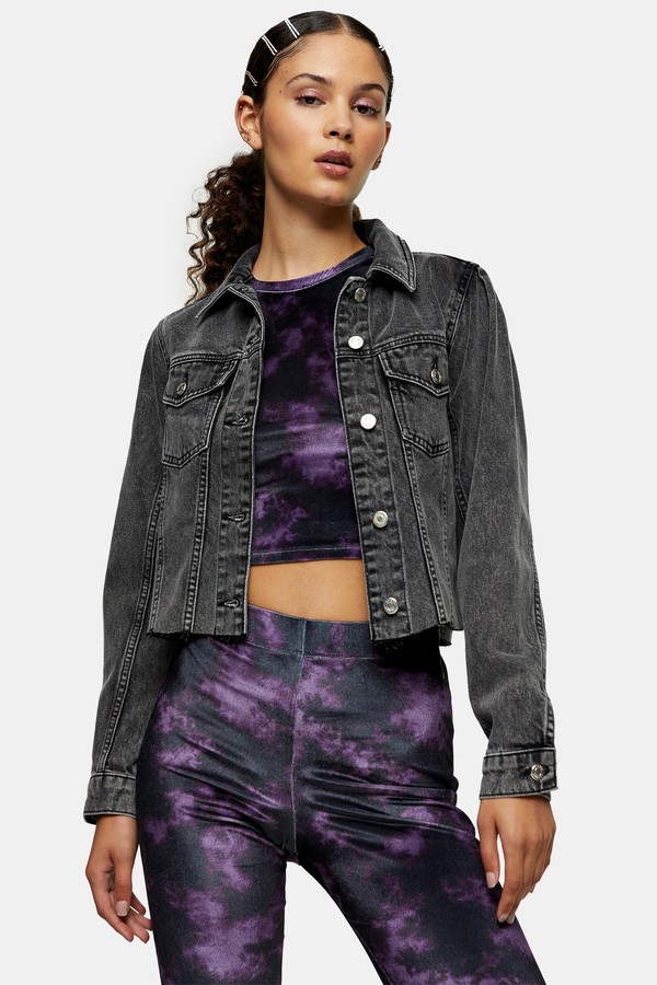 black hacked denim jacket