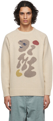 Dime Beige Letterman Knit Sweater - ShopStyle