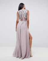 Thumbnail for your product : ASOS Tall DESIGN Tall crop top embellished maxi dress