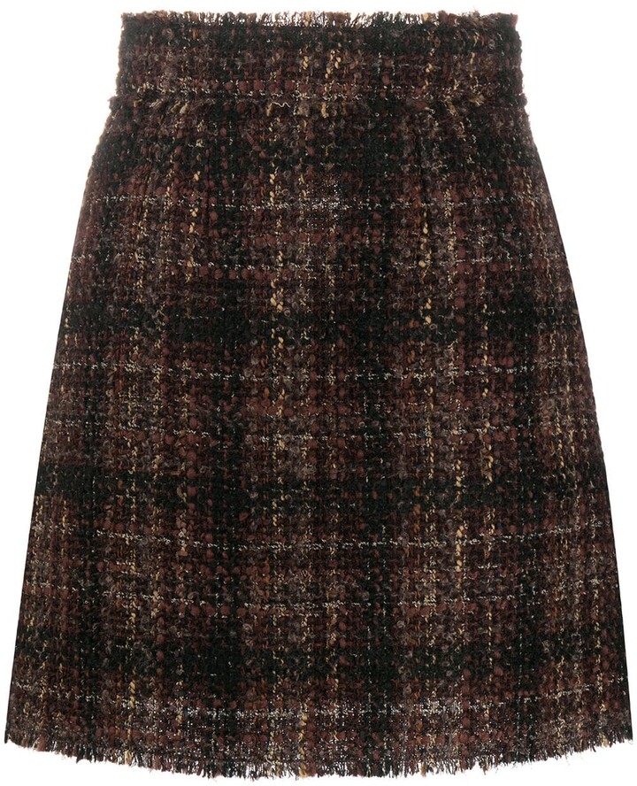 Dolce & Gabbana Tartan Tweed Short Skirt - ShopStyle