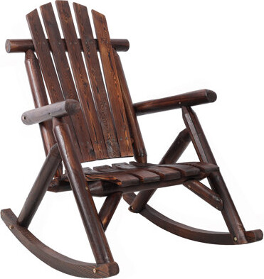 Foundry Select Wooden Porch Rocker ChairDurable Wooden Porch Rocker ChairFir Log Rocking ChairPatio Rockers For OutsideGarde.Brown Color