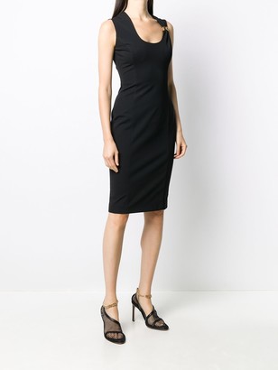 Versace Gathered Strap Fitted Dress