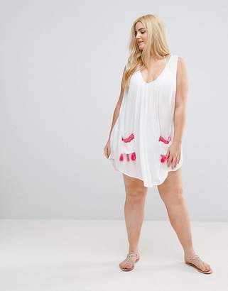 ASOS Curve CURVE Beach Chuck On Dress With Neon Pocket Embroidery and Trim