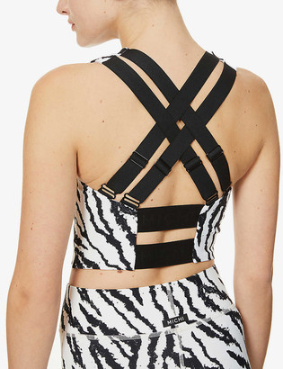 Michi Mystic zebra-print stretch-woven sports bra
