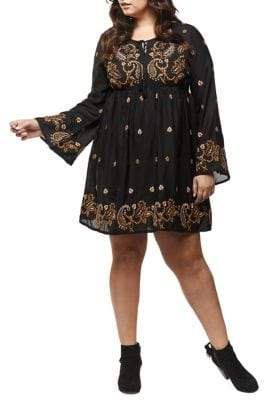 Dex Paisley-Embroidered A-Line Dress