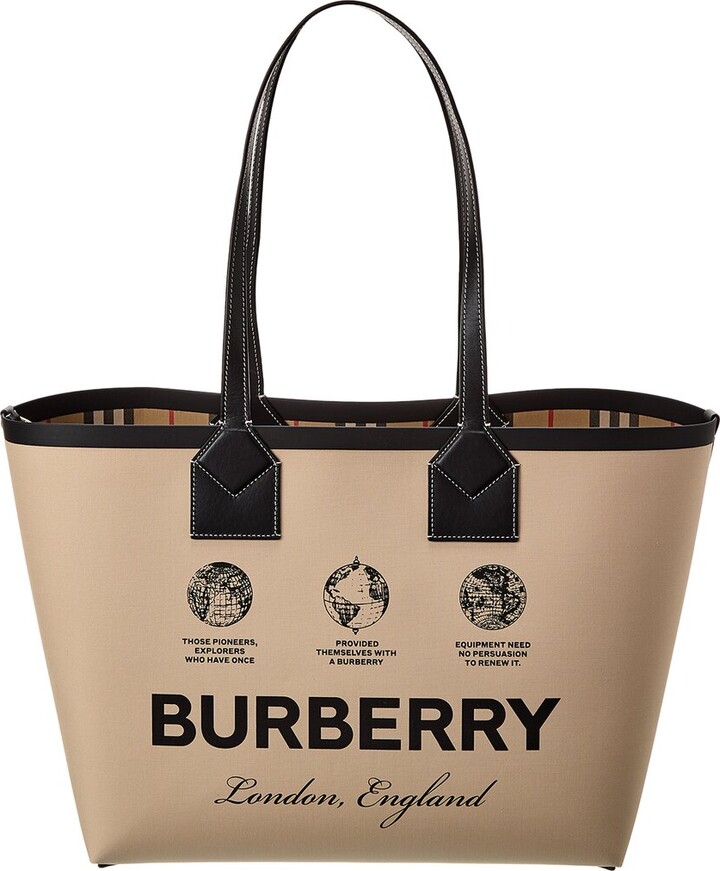 Burberry Frances Leather Tote Bag - Neutrals