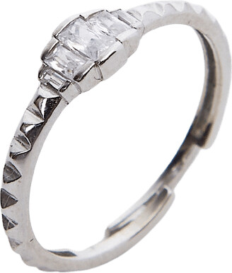 Spero London Three Baugette Gemstone Sterling Silver Ring - Silver