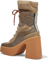 Thumbnail for your product : Stella McCartney Lace-up Faux Suede And Leather Platform Ankle Boots