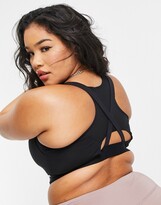 Thumbnail for your product : Figleaves Curve strappy back zip front sports bra in black