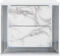 Everly Quinn Led Moon White Marble Nightstand Modern And Graceful Design Accents High Gloss Finish Solid Wood +  26.57In D 16.77In W 24.7In H 61.88Lb Wt Ni