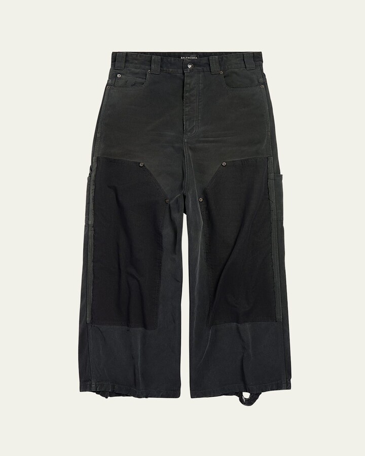 Men's Distressed Wide-Leg Carpenter Pants