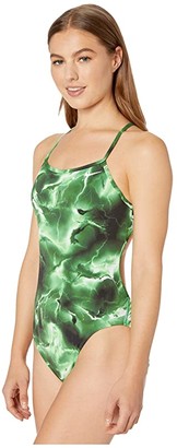 Nike Lightning Modern Cut Out Tank (Court Green) Women's Swimsuits One Piece
