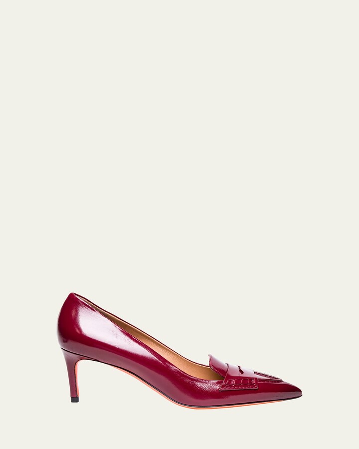 Santoni Leather Penny Loafer Pumps