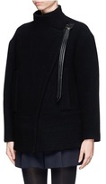 Thumbnail for your product : Nobrand Faux leather strap wool-blend jacket