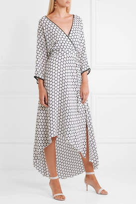 Diane von Furstenberg Asymmetric Polka-dot Silk Midi Wrap Dress - White