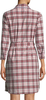 Burberry Agna Pink Check Shirtdress w/ Lace Trim