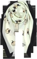 Thumbnail for your product : Moschino Boutique Black & White Olive Oyl Cartoon Printed Crepe Silk Square Scarf