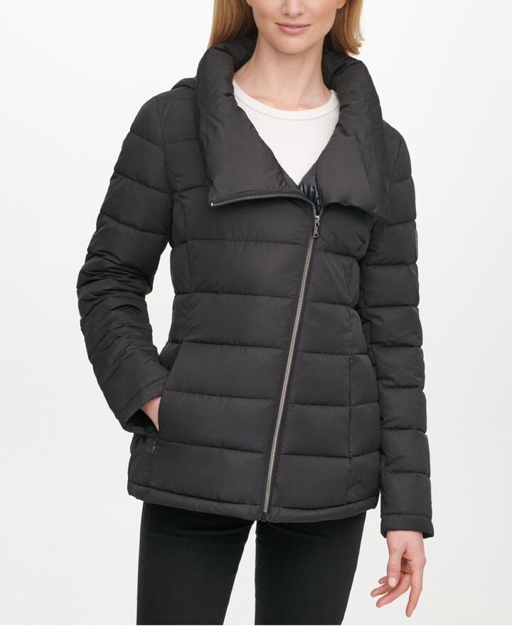 DKNY Asymmetrical Hooded Packable Down Puffer Coat, Created for Macy's ...