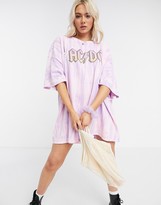Thumbnail for your product : Daisy Street oversized t-shirt dress with acdc graphic in tie dye