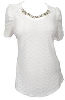 Thumbnail for your product : eVogues Apparel Plus size Sheer Scoop Neck Tunic Top /w Pearl Necklace White