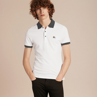Burberry Contrast Colour Detail Cotton Piqué Polo Shirt