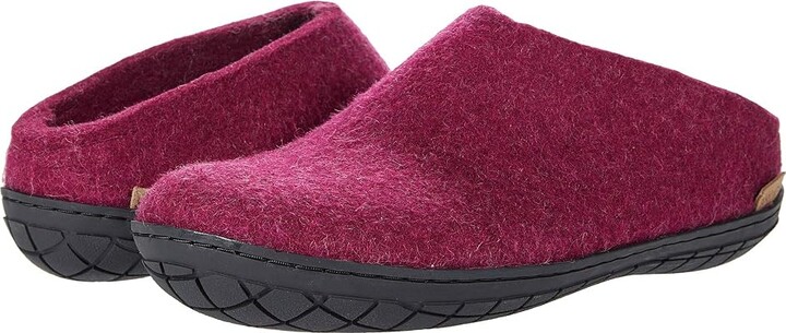 Glerups Wool Slip-On Rubber Outsole Shoes Cranberry/Black Rubber : EU 45 (US Men's 11) Medium, Wool/Textile