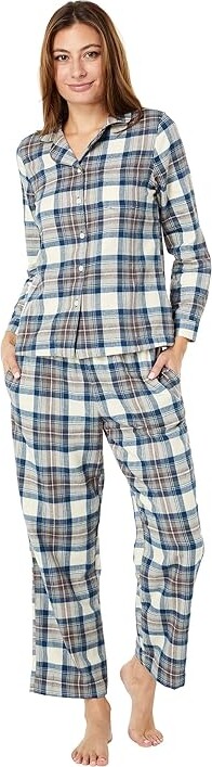 L.L. Bean Petite Scotch Plaid Flannel Pajamas Plaid (Indigo Tartan) Women's  Pajama Sets - ShopStyle