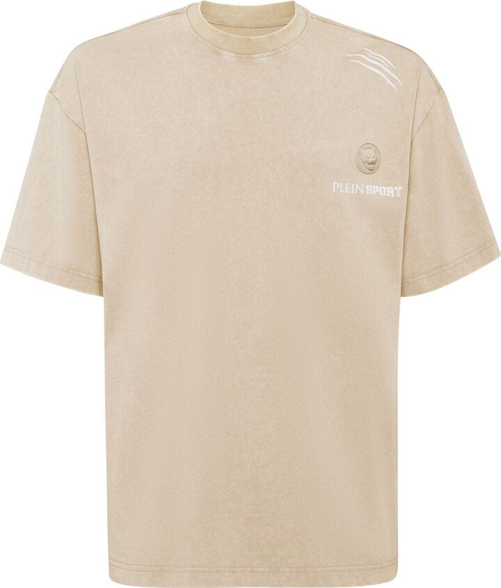 Plein Sport Cotton Round Neck T-Shirt Cold Dye