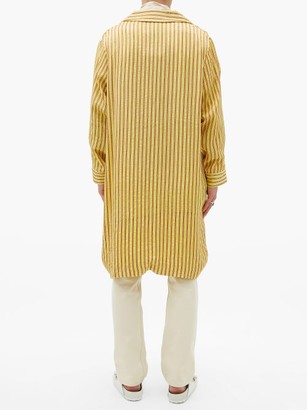 Bode Mashroo Striped Twill Overcoat - Yellow