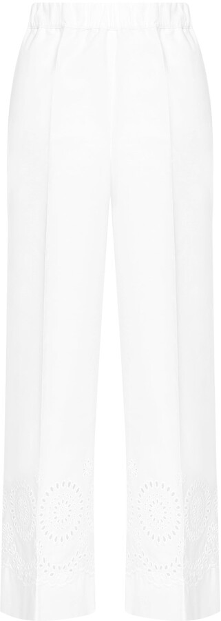 Ladies white trousers elastic waist Clearance