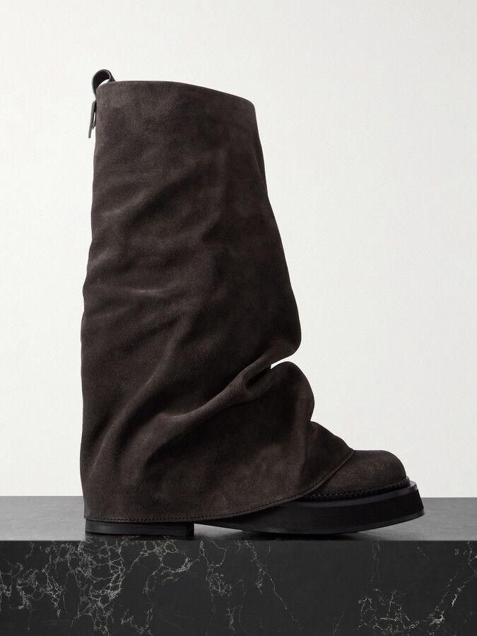 ATTICO Robin Suede Knee Boots - Gray