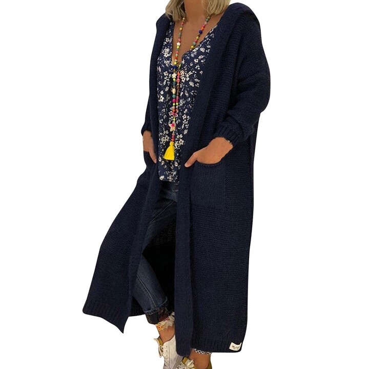 ladies long navy cardigan