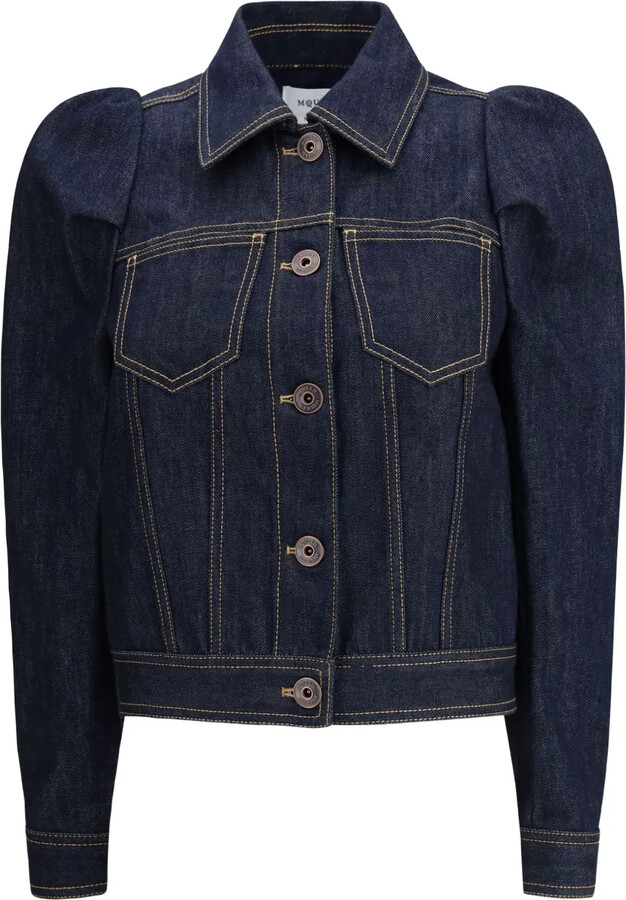 Alexander McQueen Pinched-Shoulder Denim Jacket