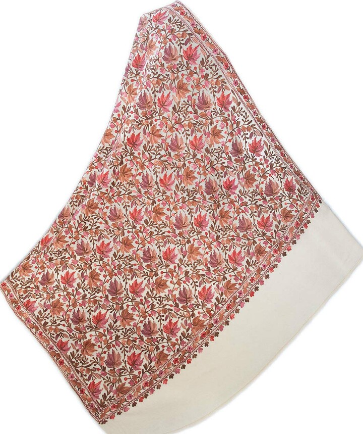 Heritage Trading Autumnal Colors. Large Kashmir Wool Shawl with Dense