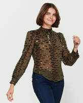 Thumbnail for your product : Fleur Du Mal Long Sleeve Sequined Silk-Blend Blouse