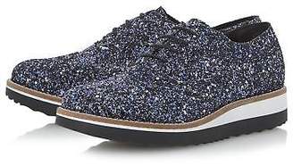 Dune Ladies FLEEK Glitter Flatform Shoe in Blue Size UK 3