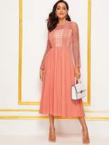 Thumbnail for your product : Shein Guipure Lace Overlay Bodice Zip Back Dress
