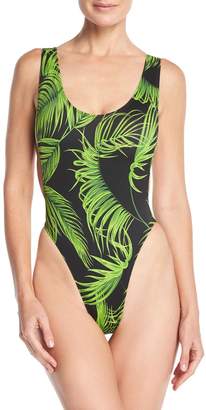 Norma Kamali Marissa Printed High-Leg One-Piece Swimsuit
