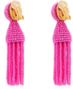 Oscar de la Renta Bead Embellished Tassel Drop Earrings - Womens - Pink