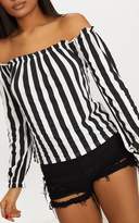 Thumbnail for your product : PrettyLittleThing Mono Stripe Bardot Jersey Top
