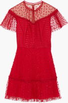 Thumbnail for your product : ML Monique Lhuillier Ruffle-trimmed Embroidered Tulle Mini Dress